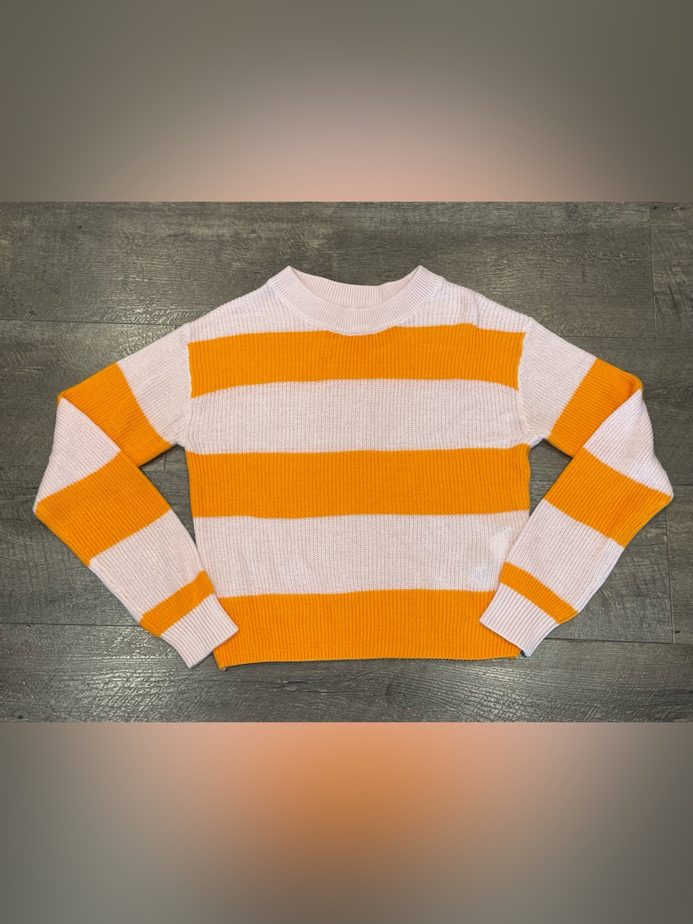H&M Girls’ Striped Crewneck Sweater in Pink and Orange Size 12/14